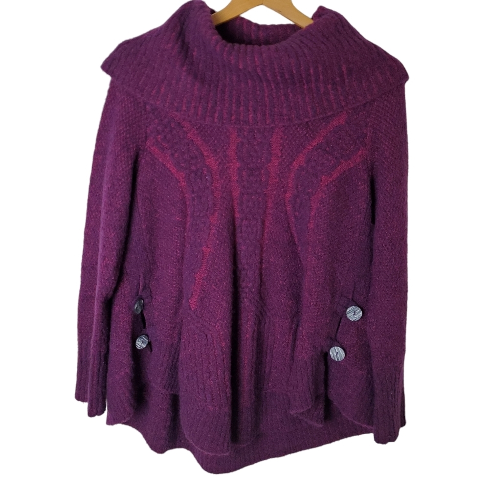 Anthropologie Wool Blend Cowl Neck Purple Sweater Size M